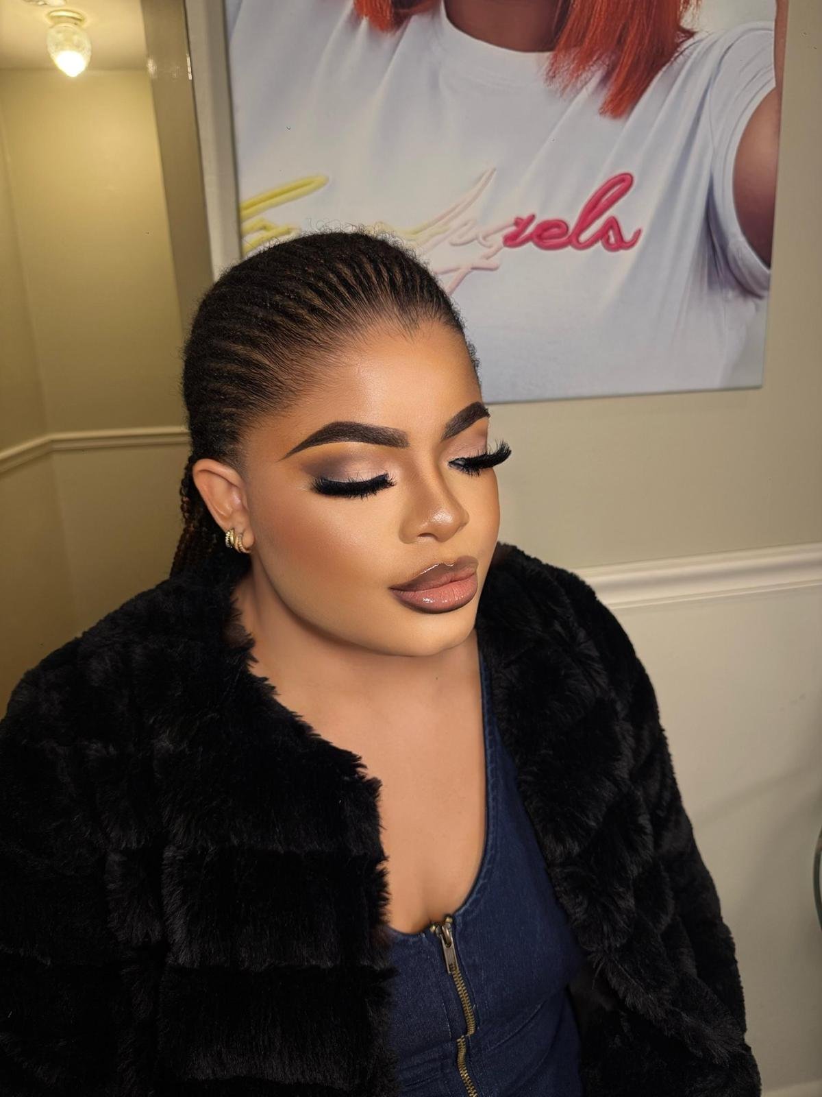 Cornrows with soft bronze glam