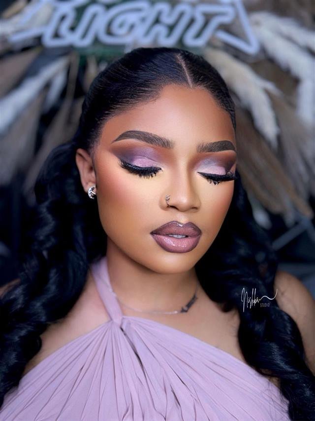 Lilac glam editorial portrait