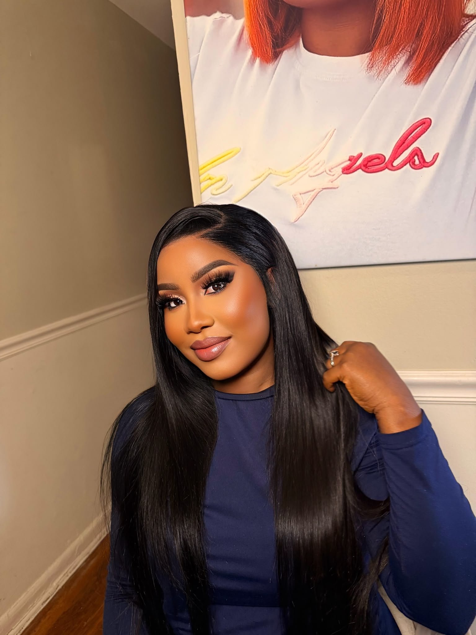 Sleek straight hair installation